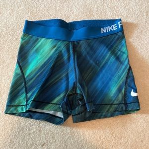 Blue and green NIKE PRO shorts size M. Condition: used - good+clean